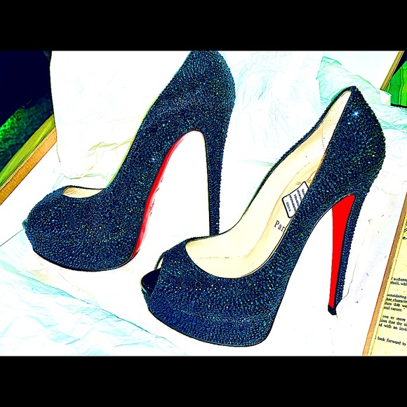 New Christian Louboutin Strass Lady Peep 150 Pumps - Picture 7 of 14